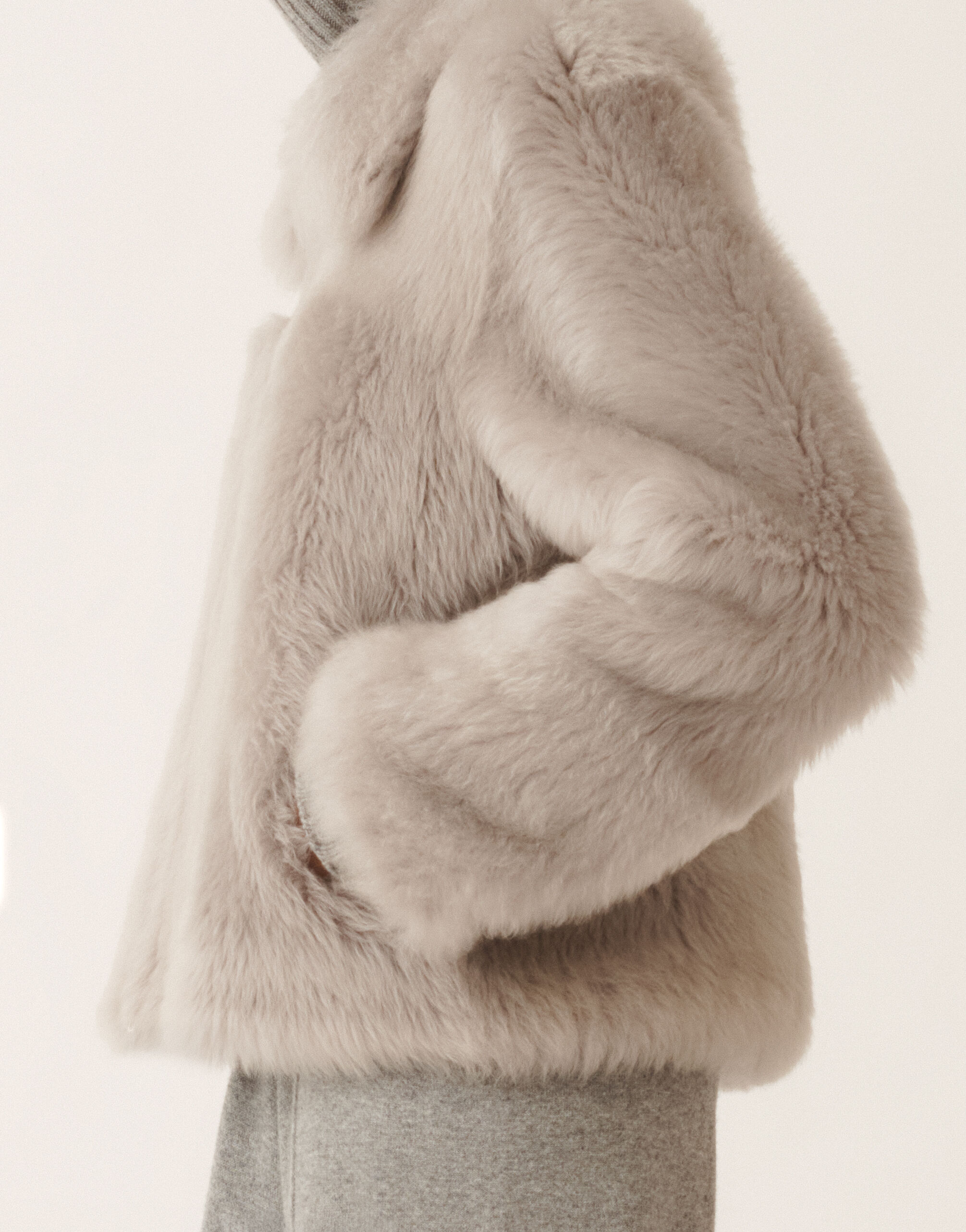 Fabiana Filippi Brushed shearling coat, rock Grey PLD225F713L6470000