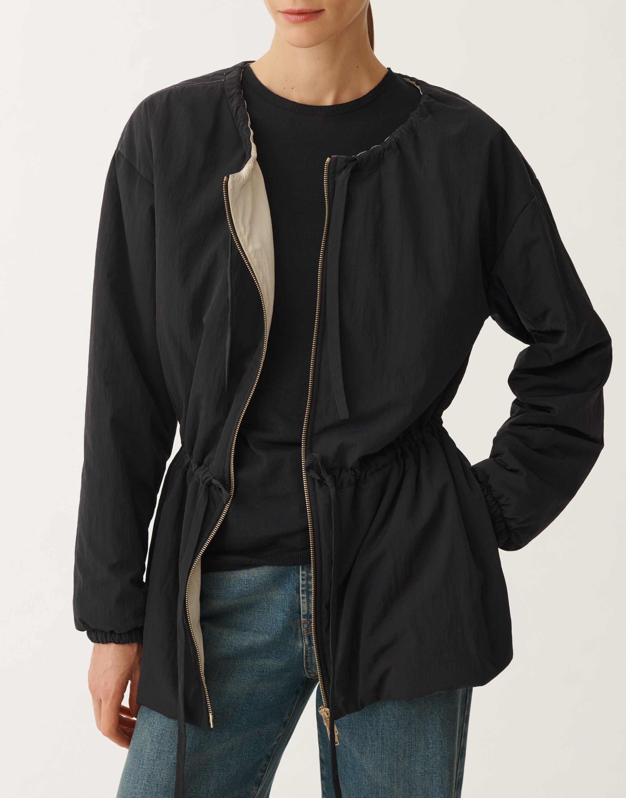 Fabiana Filippi Jacke aus Funktionsgewebe mit krauser Oberfläche, nachtblau BLAU CTD275F721L3400000