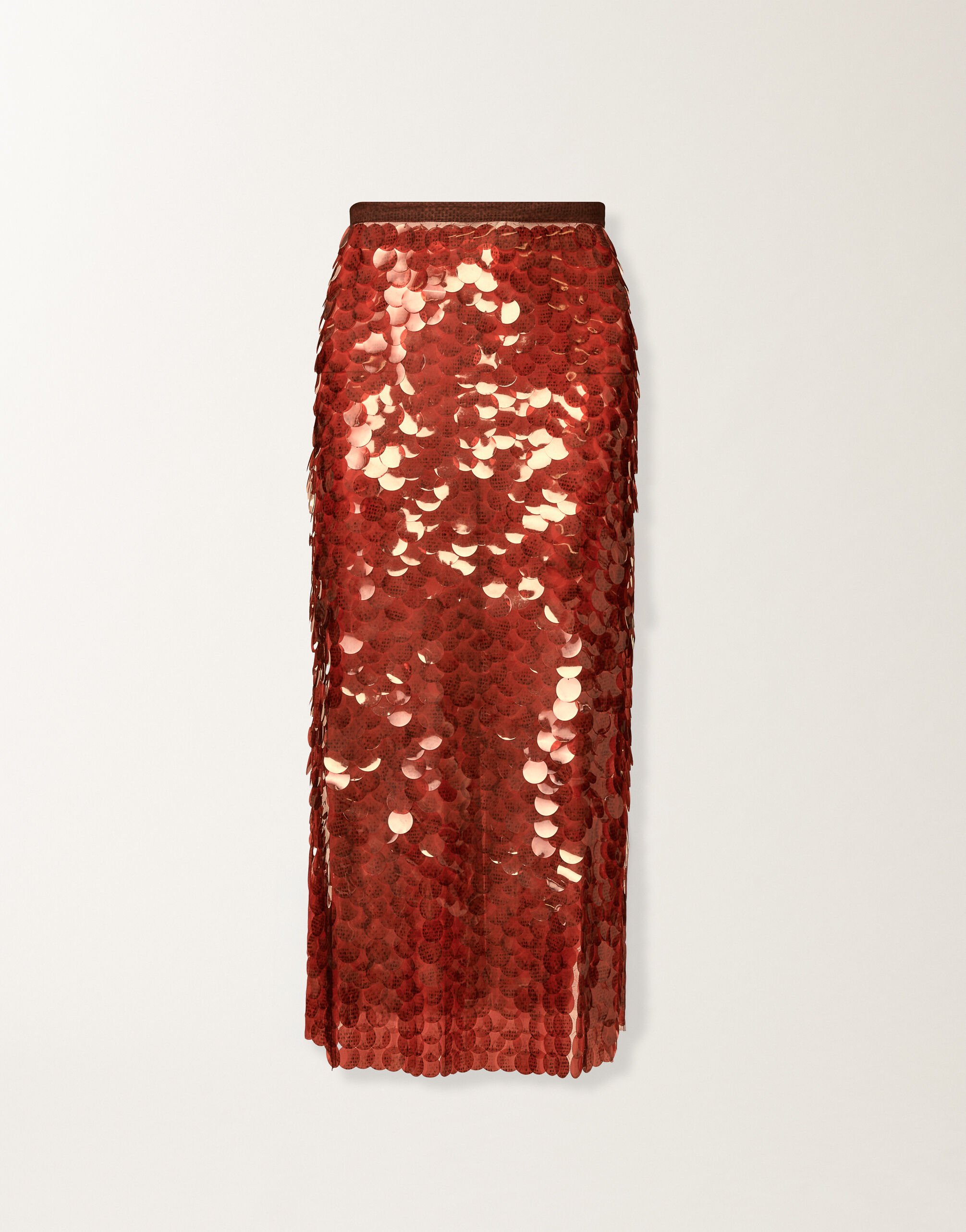 Fabiana Filippi Skirt in printed sequin tulle, lacquer Red GND225F826L6380000