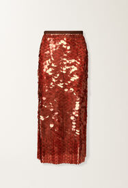 Fabiana Filippi Skirt in printed sequin tulle, lacquer Red GND225F826L6380000