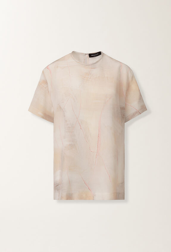 Fabiana Filippi Printed crepe de chine top, butter, maple and peony BEIGE TPD215F304L5290000