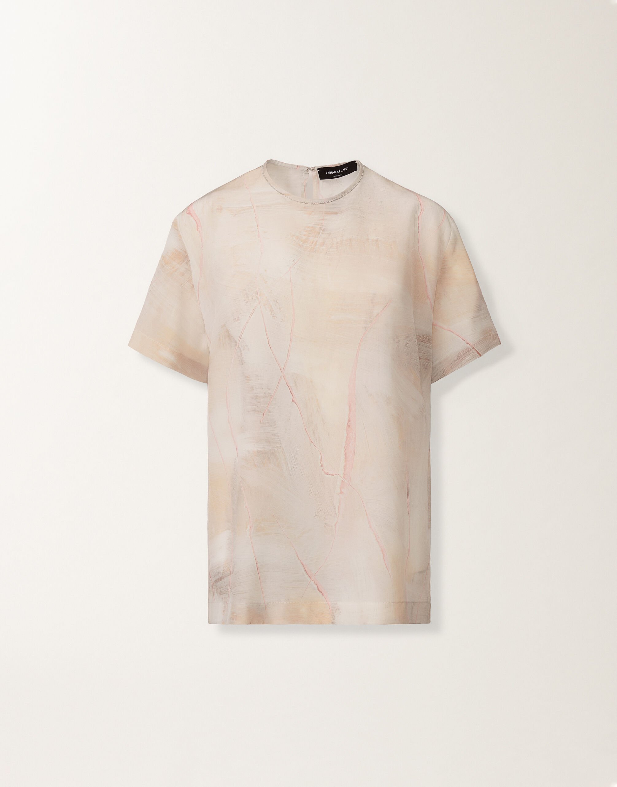 Fabiana Filippi Haut en crêpe de Chine imprimé, beurre, érable et pivoine BEIGE TPD215F304L5290000