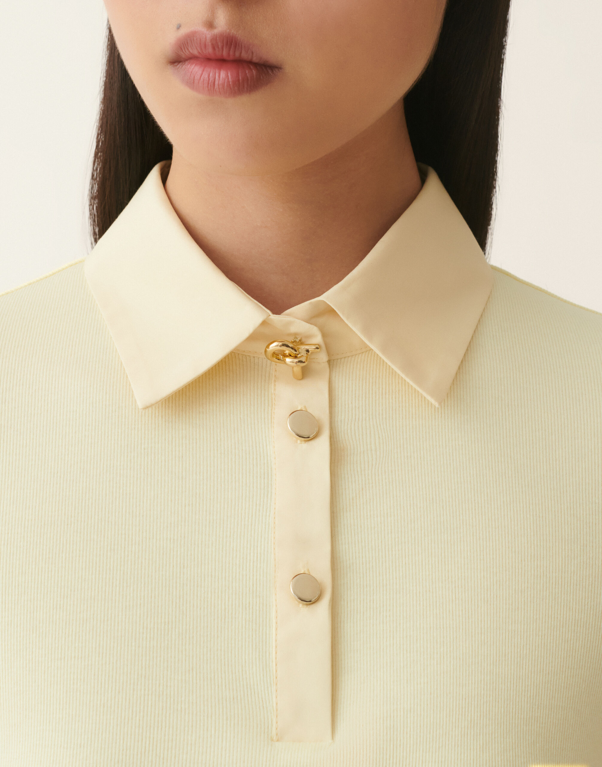 Ribbed cotton jersey long-sleeved T-shirt, vanilla yellow Fabiana Filippi Ribbed cotton jersey long-sleeved T-shirt, vanilla yellow Vanilla yellow JED226F552M4560000