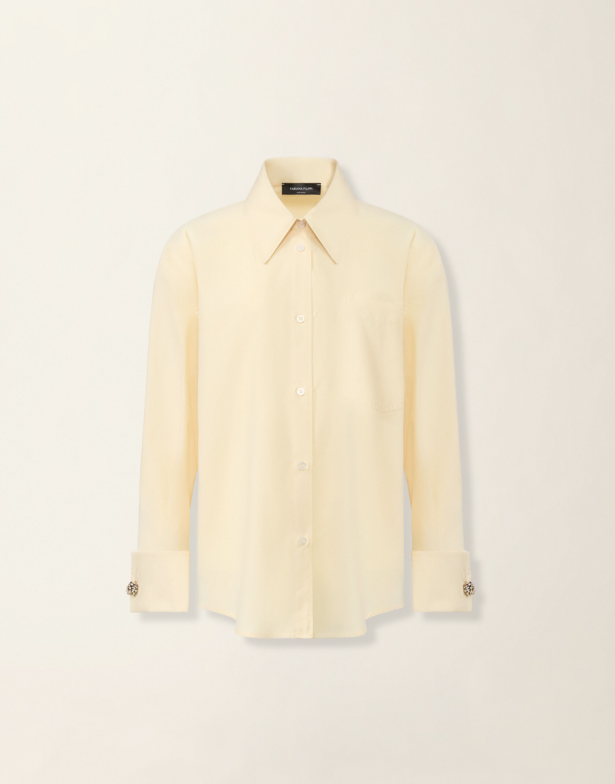Long poplin shirt, vanilla yellow Fabiana Filippi Long poplin shirt, vanilla yellow Vanilla yellow CAD226F693D6500000