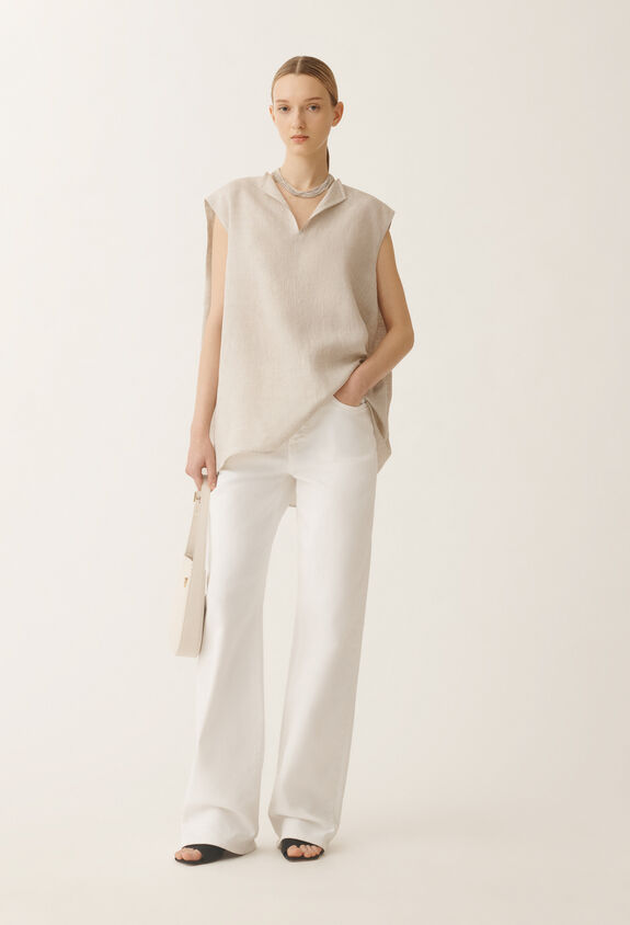 Fabiana Filippi Top in tela di lino, greige GREIGE TPD275F595L3770000