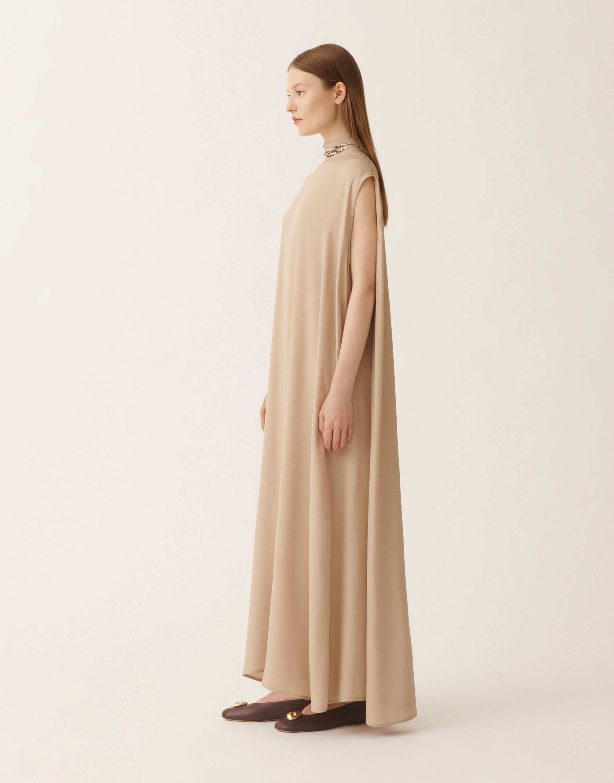 Fabiana Filippi Dress in enver satin, birch Beige ABD225F632L6820000