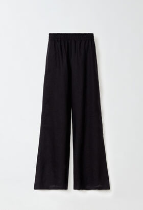 Fabiana Filippi LINEN CLOTH WIDE LEG TROUSERS WITH ELASTIC WAISTBAND GREY PAD214F326D6200000