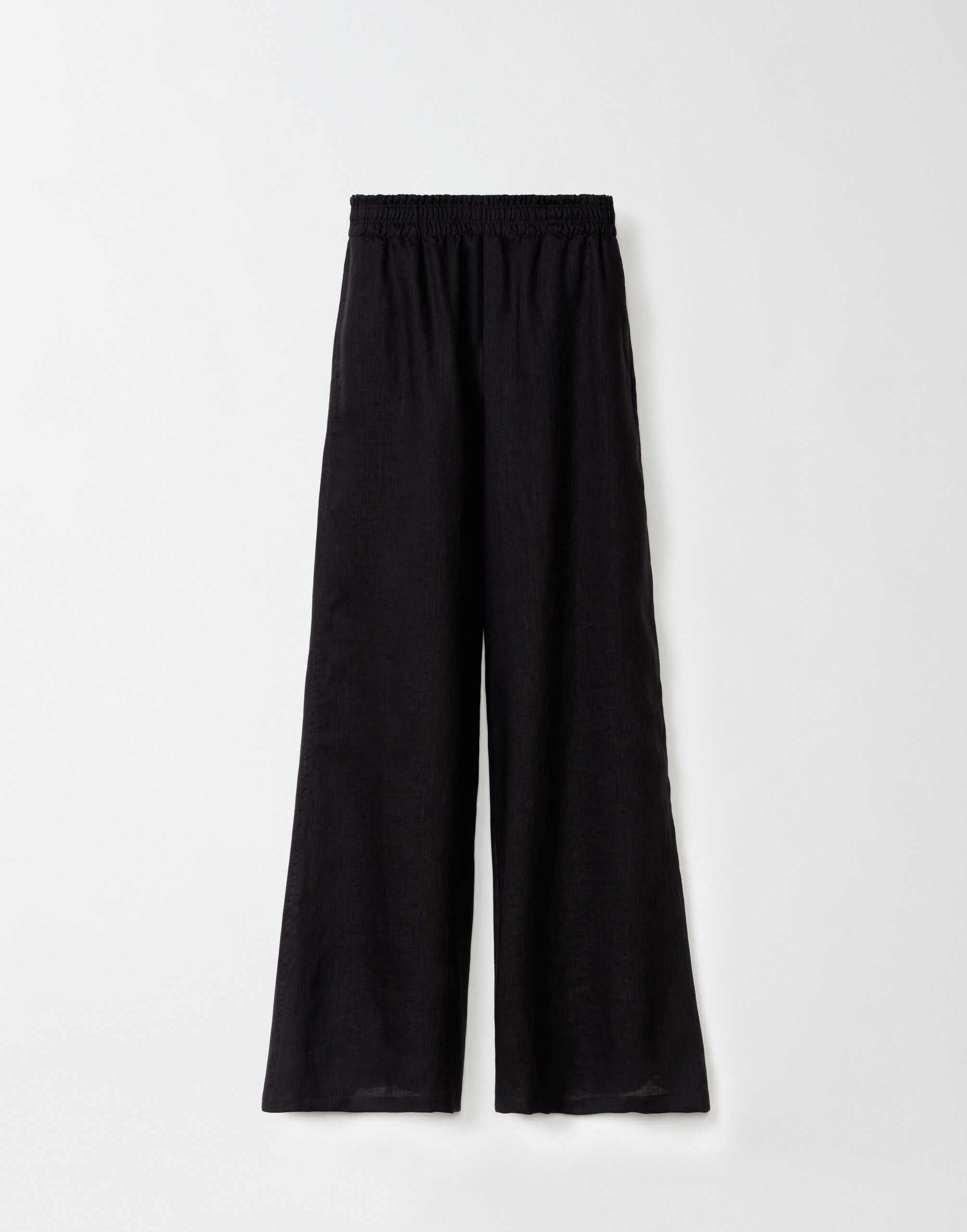 Fabiana Filippi LINEN CLOTH WIDE LEG TROUSERS WITH ELASTIC WAISTBAND BLACK PAD274F284D6610000