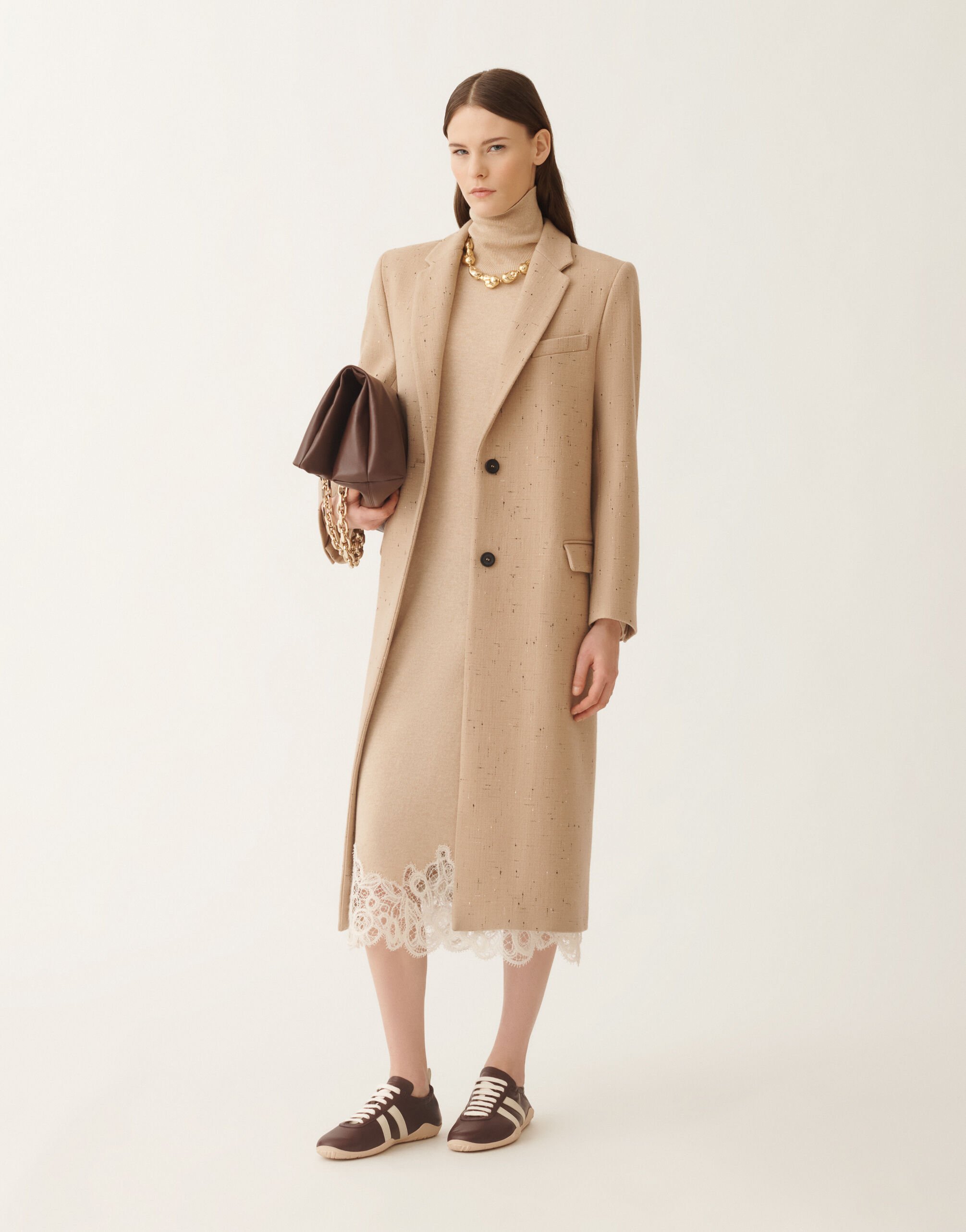 Fabiana Filippi Kleid aus Platinum mit Makramee-Spitze, seilbraun Beige ABD215F148L5190000