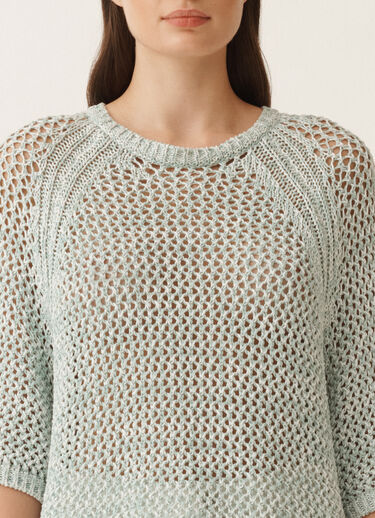 Fabiana Filippi Cotton mesh cape, white and aqua green WHITE/AQUAGREEN MAD275F117L3830000
