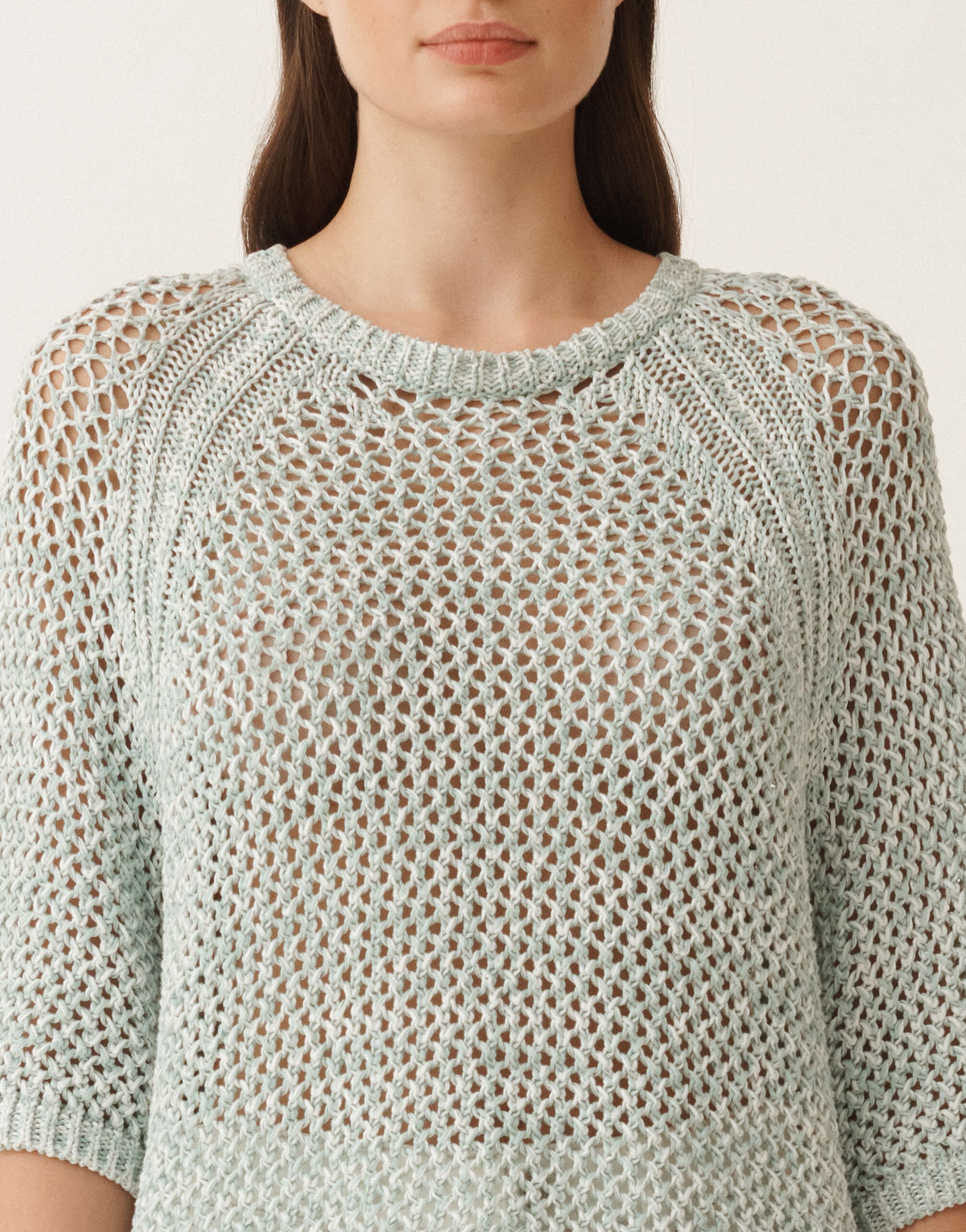 Fabiana Filippi Cotton mesh cape, white and aqua green WHITE/AQUAGREEN MAD275F117L3830000