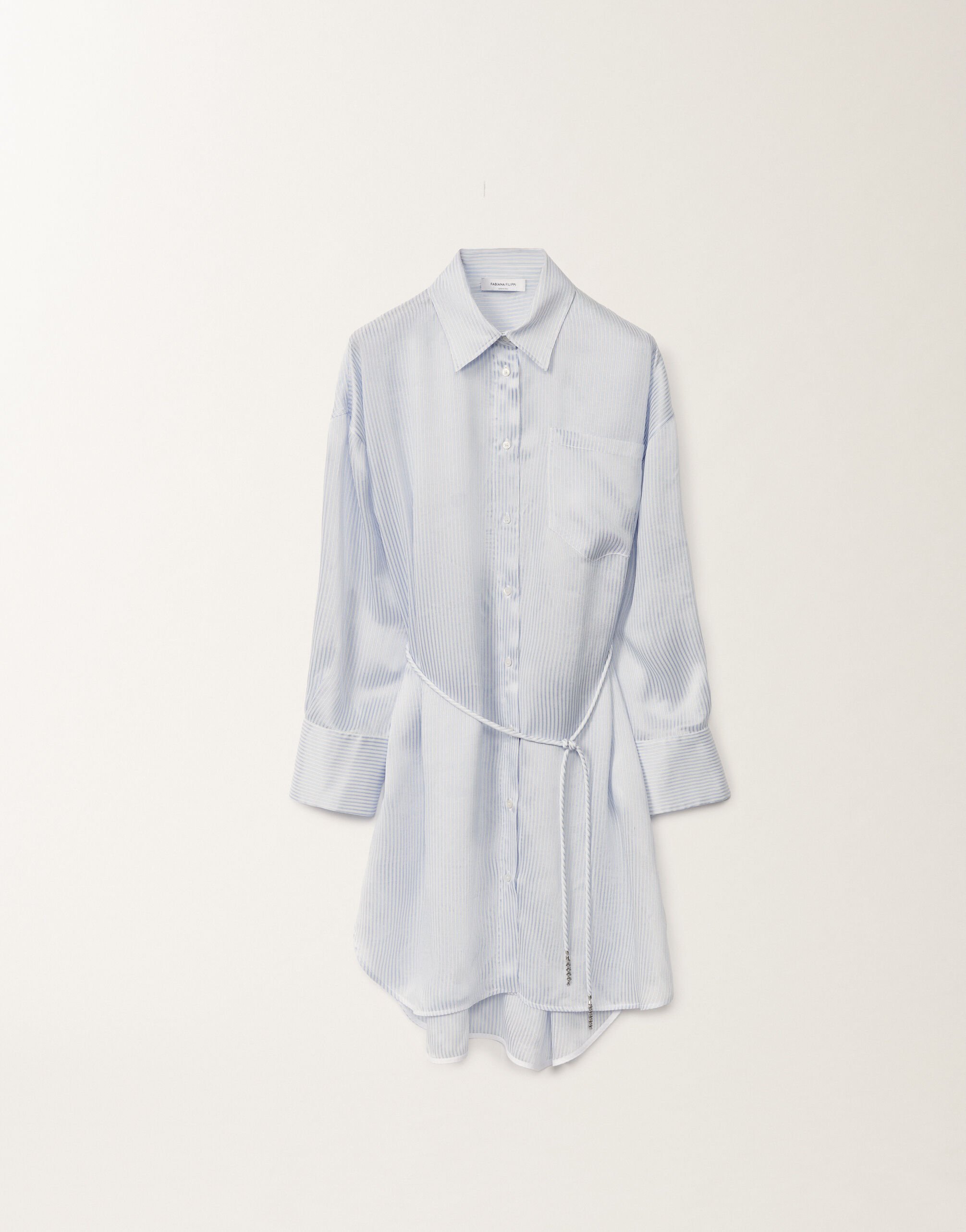 Fabiana Filippi Chemise en viscose et soie multi-rayée, blanc et bleu ciel BLEU CIEL CADC02F131H8950000