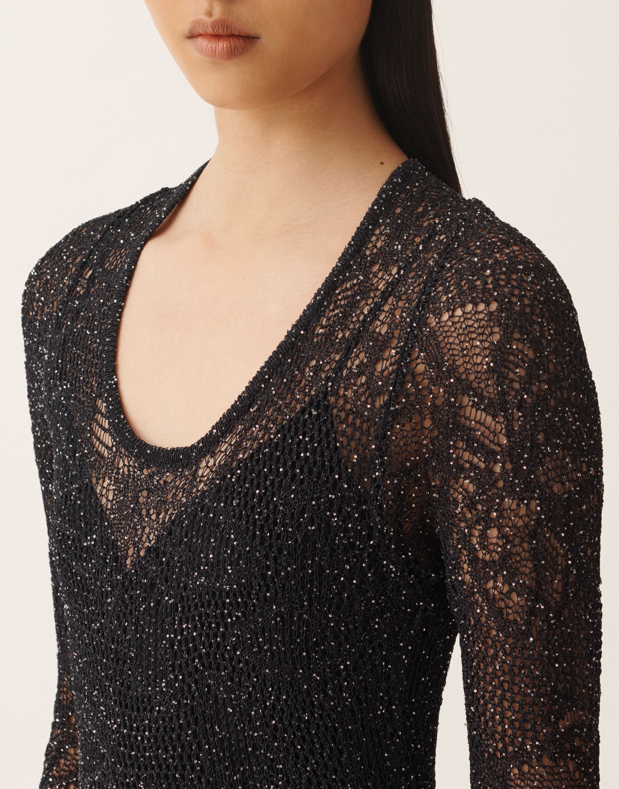 Fabiana Filippi Vestido en micro lentejuelas azul medianoche AZUL MEDIANOCHE ABD276F606D8640000