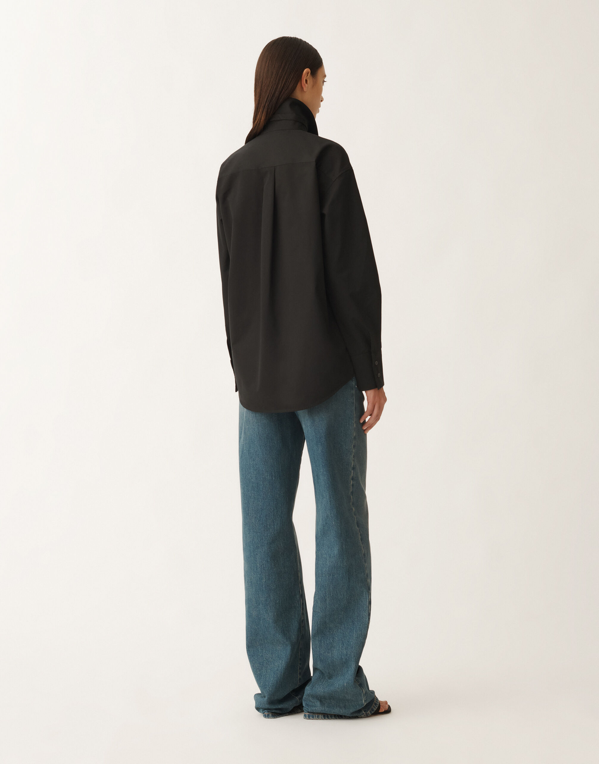 Fabiana Filippi ポプリン ボーイフレンドシャツ（ブラック） ブラック CAD265F329D6500000