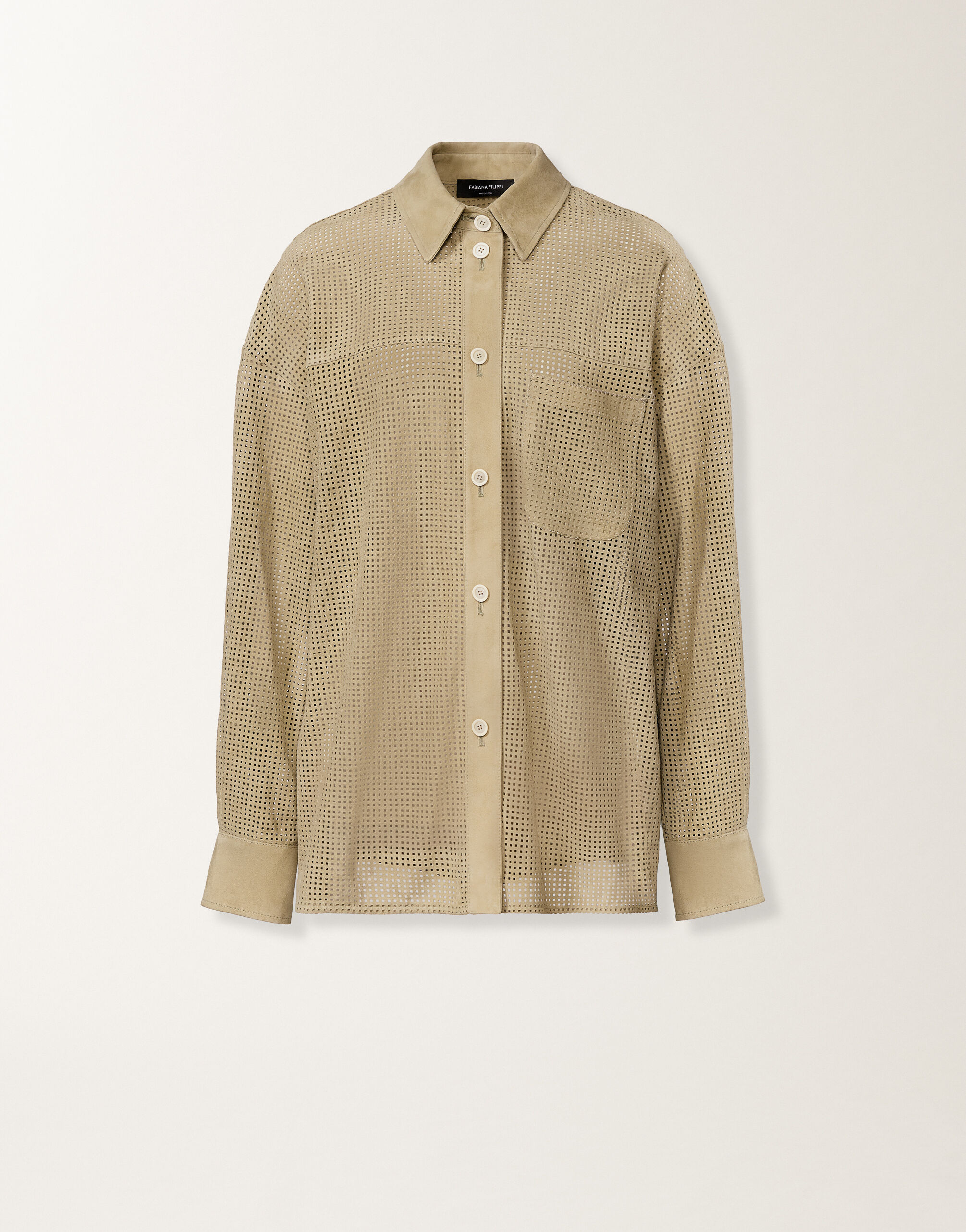 Shirt in perforated suede, khaki Fabiana Filippi Shirt in perforated suede, khaki KHAKI PLD276F720M1360000