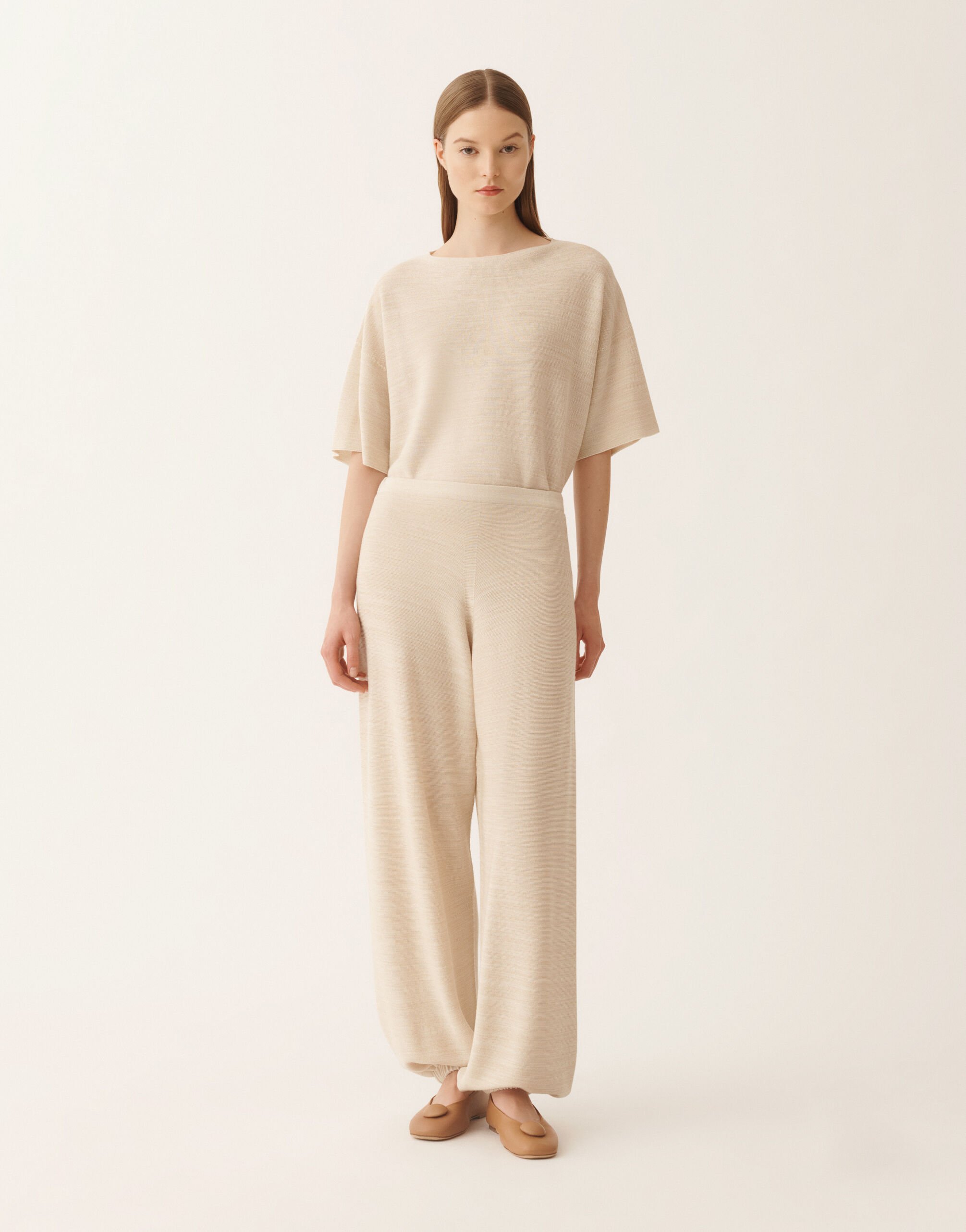 Fabiana Filippi Jogger pants in wool, cotton, and lurex, cream Butter PAD266F328L7660000