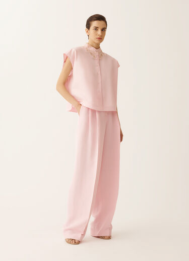 Fabiana Filippi Fluid linen and viscose trousers in petal pink PETAL PINK PAD276F367M1500000