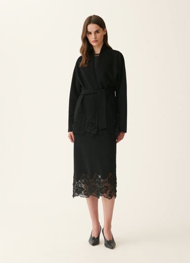 Fabiana Filippi Platinum cardigan with lace hem, black Black MAD226F496M4460000