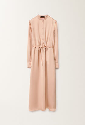 Fabiana Filippi Long viscose satin shirt dress, blush AQUAGREEN ABD275F625L2330000