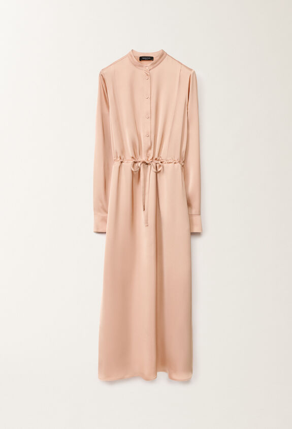 Fabiana Filippi Long viscose satin shirt dress, blush PINK ABD265F206D6230000