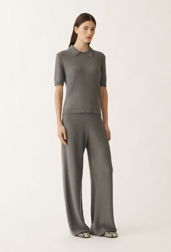 Fabiana Filippi Cotton and linen trousers with sequins, lead grey GREY PAD265F351D2730000