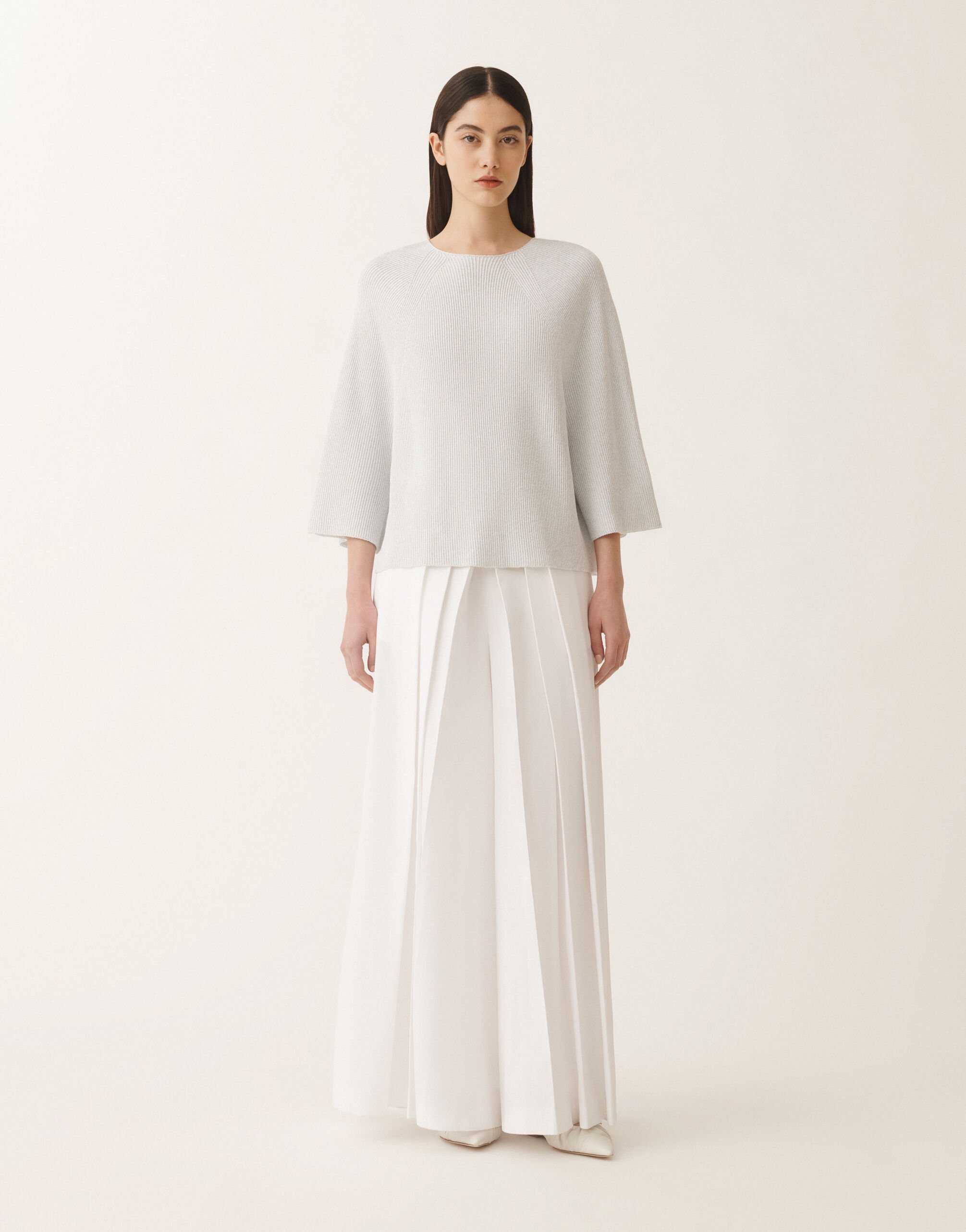Fabiana Filippi Organic cotton and lurex cape sweater, optical white WHITE MAD275F495L4520000
