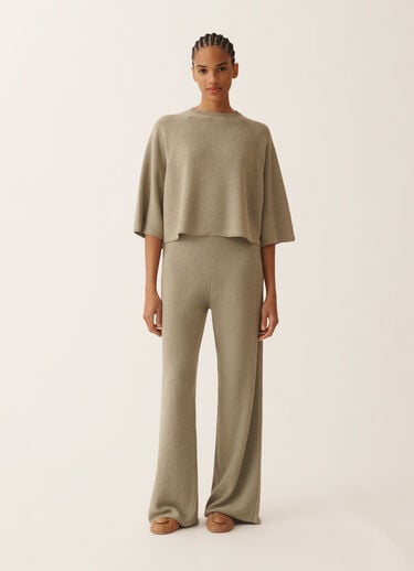 Cotton and linen cape with sequins, khaki Fabiana Filippi Cotton and linen cape with sequins, khaki KHAKI MAD266F349D2730000