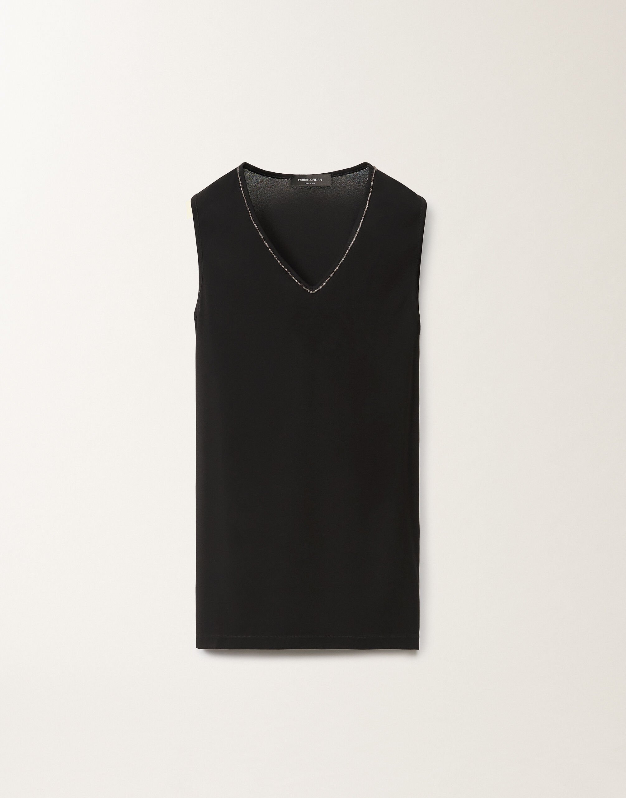 Fabiana Filippi Stretch sablé vest top, black BLACK TPD265F773L2350000