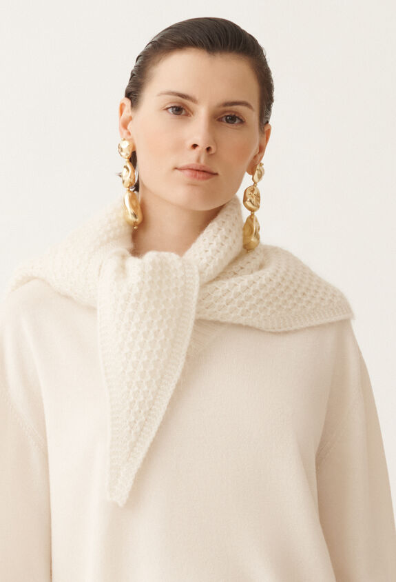 Fabiana Filippi Platinum mohair scarf, raffia WHITE SAD215A919L5510000