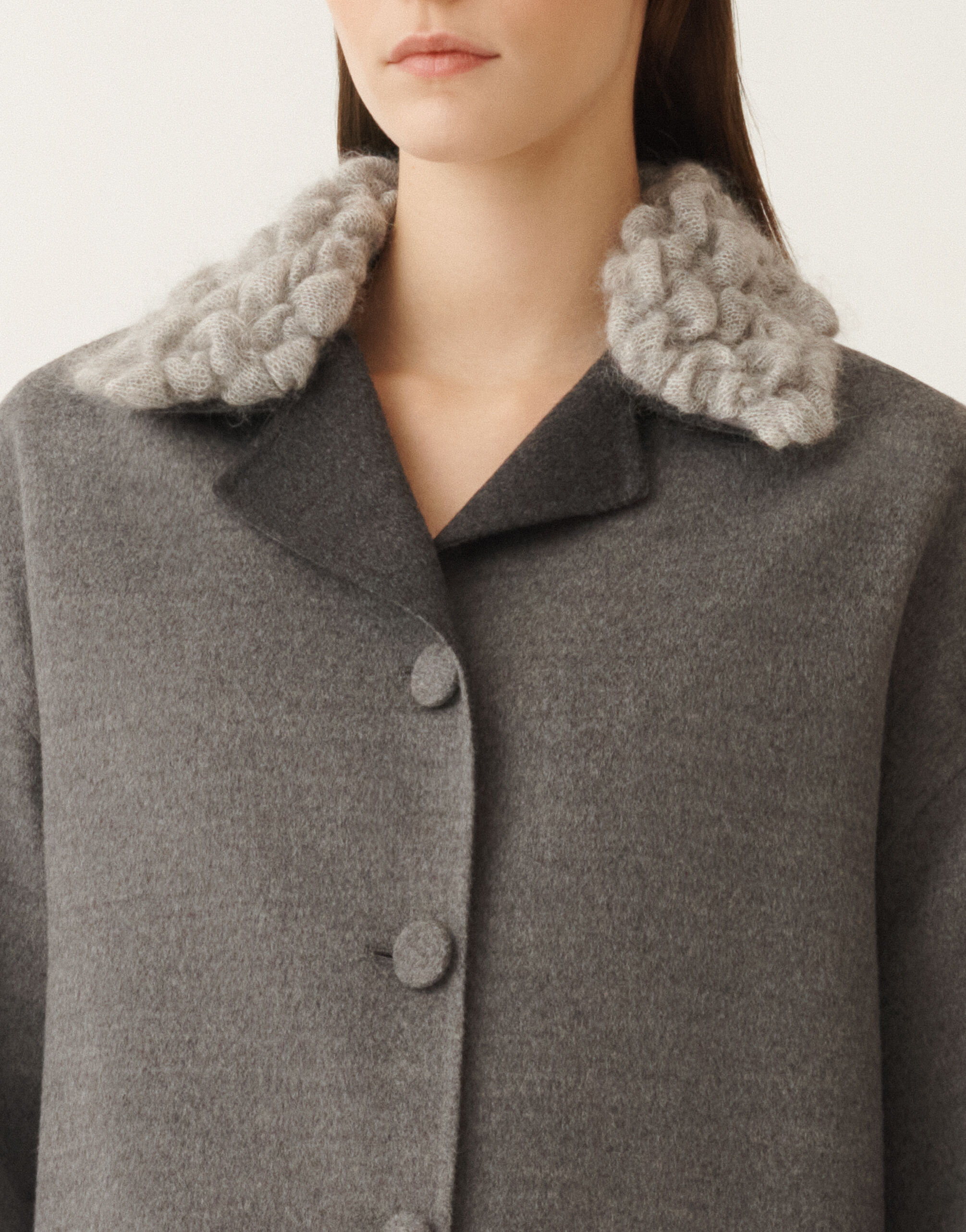 Fabiana Filippi Caban en double laine, roche et anthracite GRIS CTD215F260L6040000