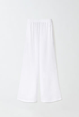 Fabiana Filippi LINEN CLOTH WIDE LEG TROUSERS WITH ELASTIC WAISTBAND GREY PAD214F326D6200000