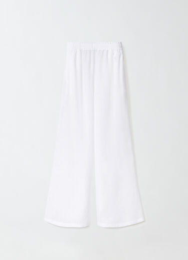 Fabiana Filippi LINEN CLOTH WIDE LEG TROUSERS WITH ELASTIC WAISTBAND OPTICAL WHITE PAD274F284D6610000