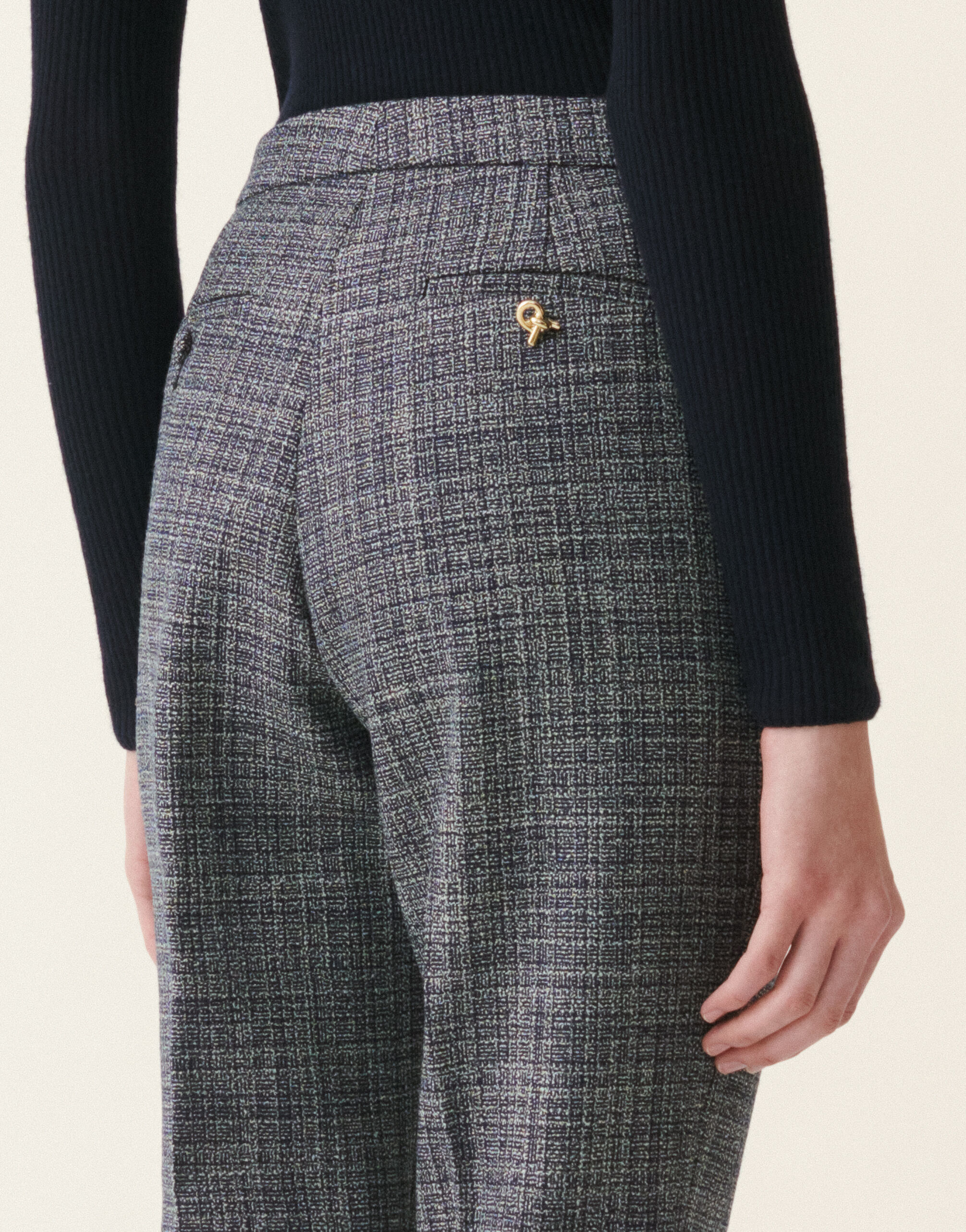 Fabiana Filippi Pantalon Montefalco en mouliné, bleu nuit Bleu nuit PAD216F326D9830000