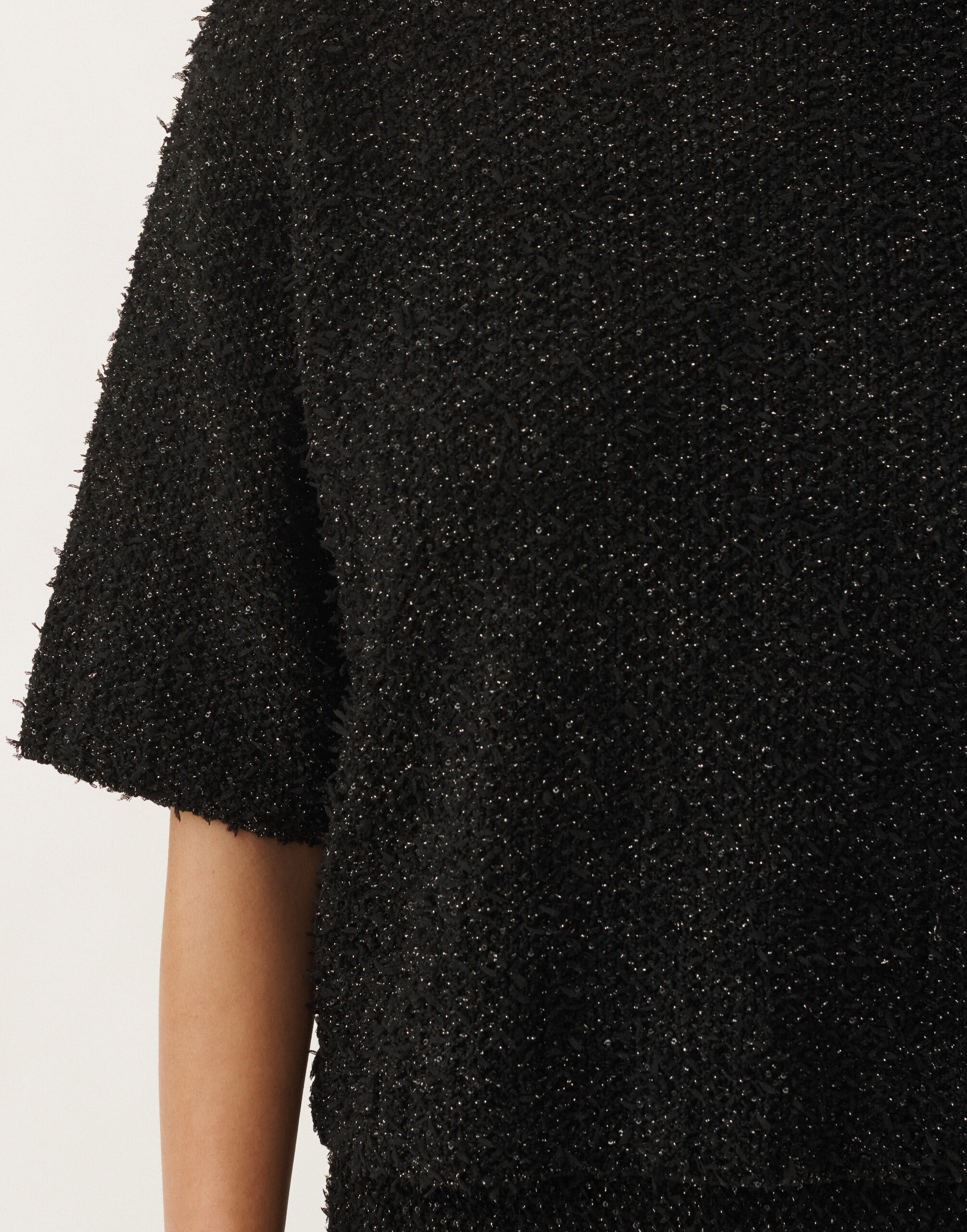 Fabiana Filippi Tweed-effect T-shirt, black BLACK MAD265F123L1670000