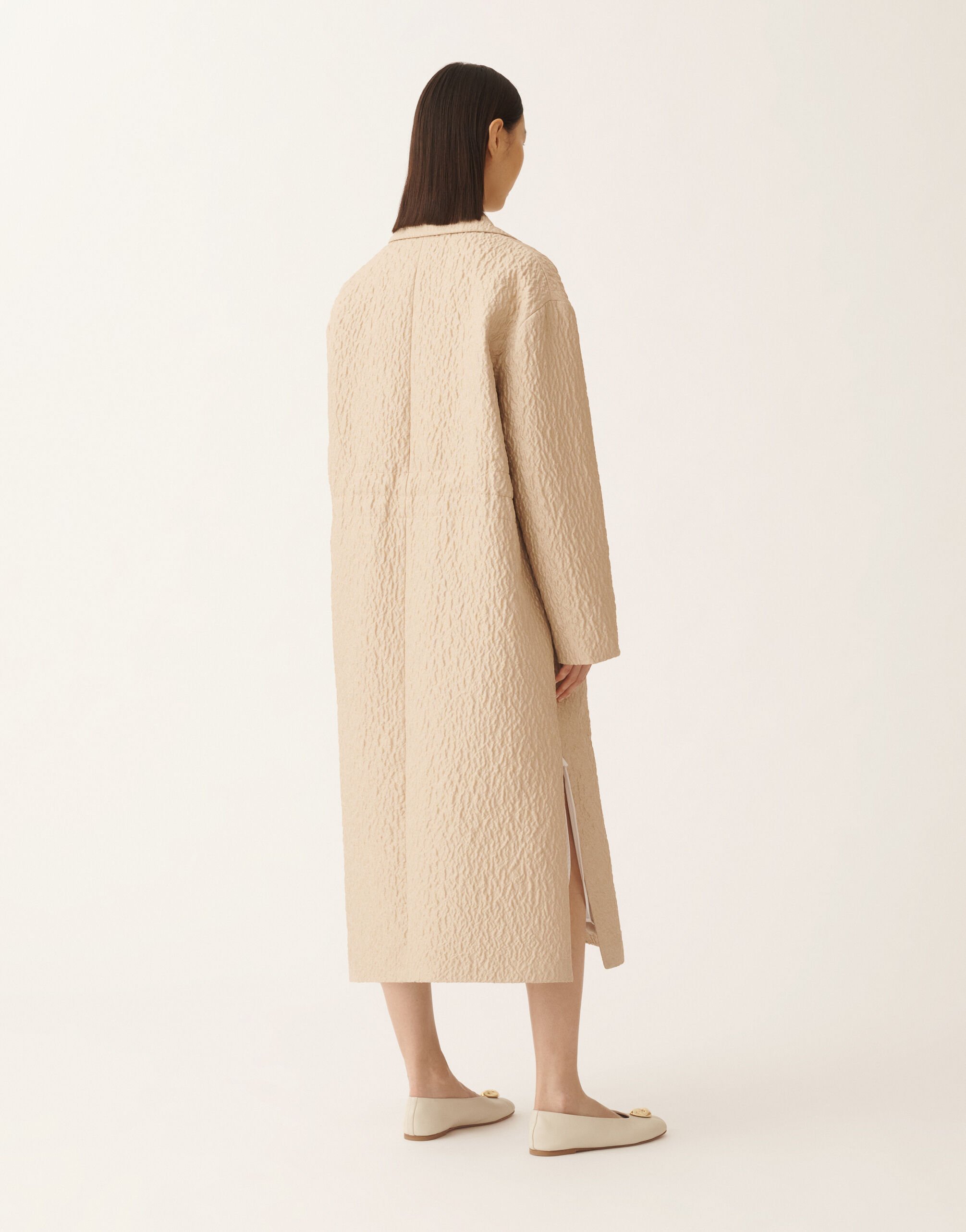Fabiana Filippi Embossed jacquard coat, cord Beige CTD225F715D9270000