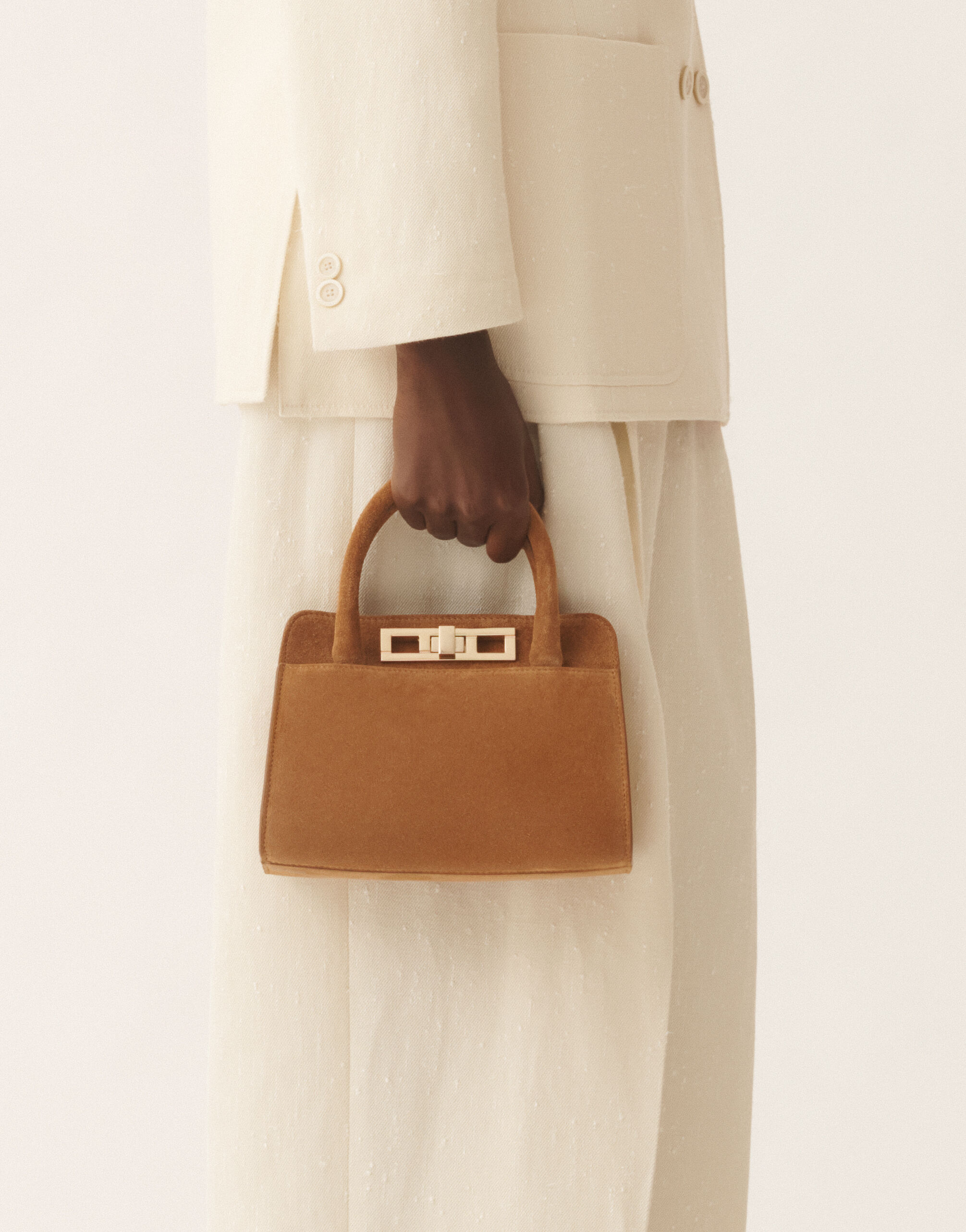 Small suede handbag, wicker for Women | Fabiana Filippi®