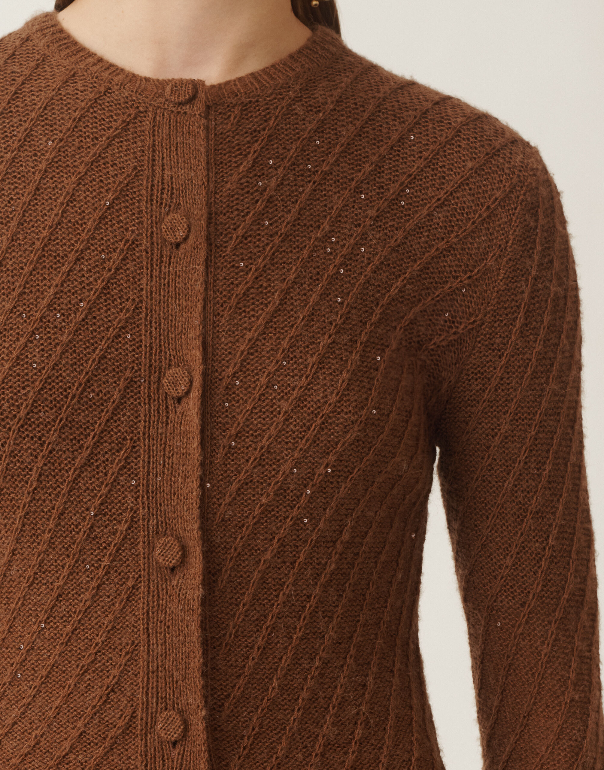 Fabiana Filippi Wool and silk sweater with sequins, mahogany BROWN MAD215F112D2960000