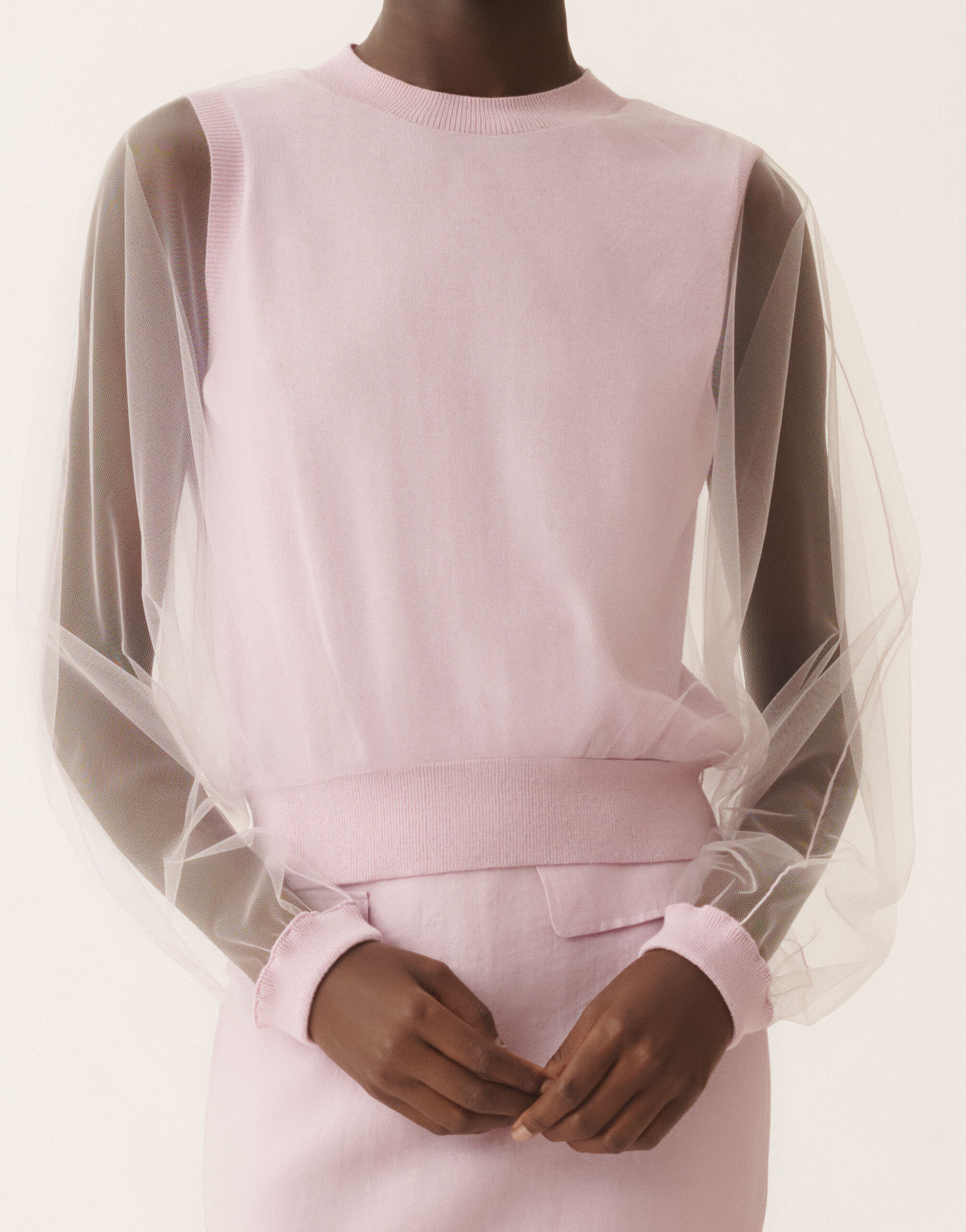 Wool and cotton sweater, lilac pink for Women | Fabiana Filippi®