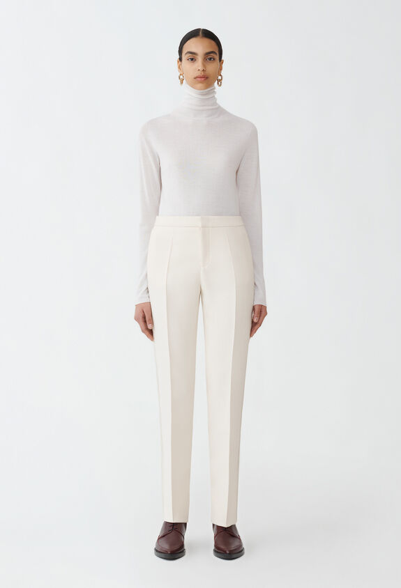 Fabiana Filippi WOOL SILK CREPE REGULAR FIT TROUSERS WITH TUXEDO SIDE BANDS WHITE PAD214F326I9140000