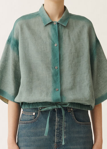 Fabiana Filippi Chemise en toile de lin avec dégradé, bleu pétrole TURQUOISE GCD275F592L3780000
