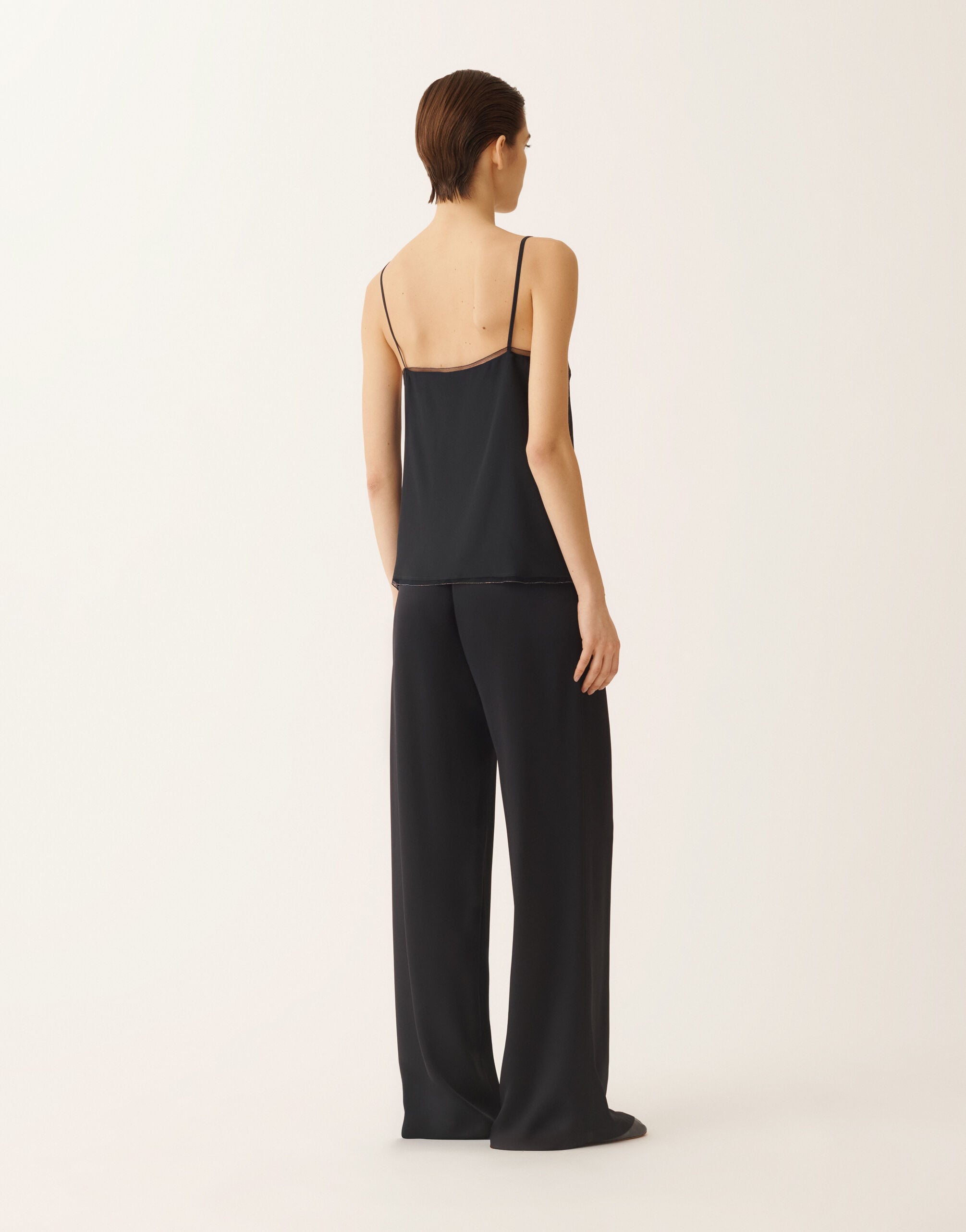 Lingerie top in crepe de chine, midnight blue for Women | Fabiana