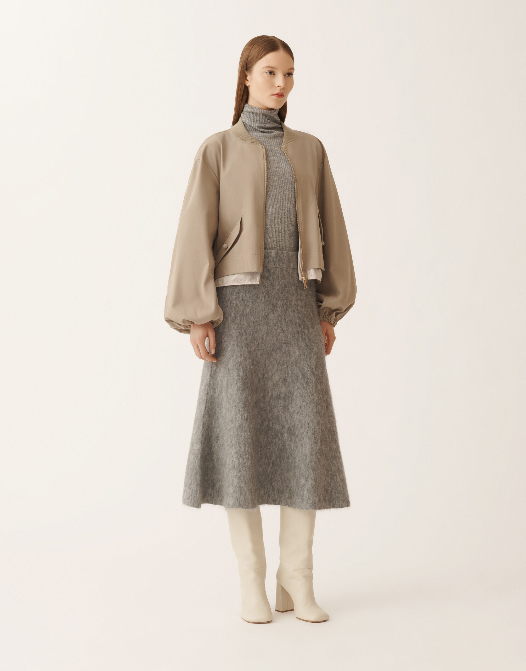 Fabiana Filippi Bomberjacke aus extrafeinem Twill, olivgrün Grün CTD215F225L5260000