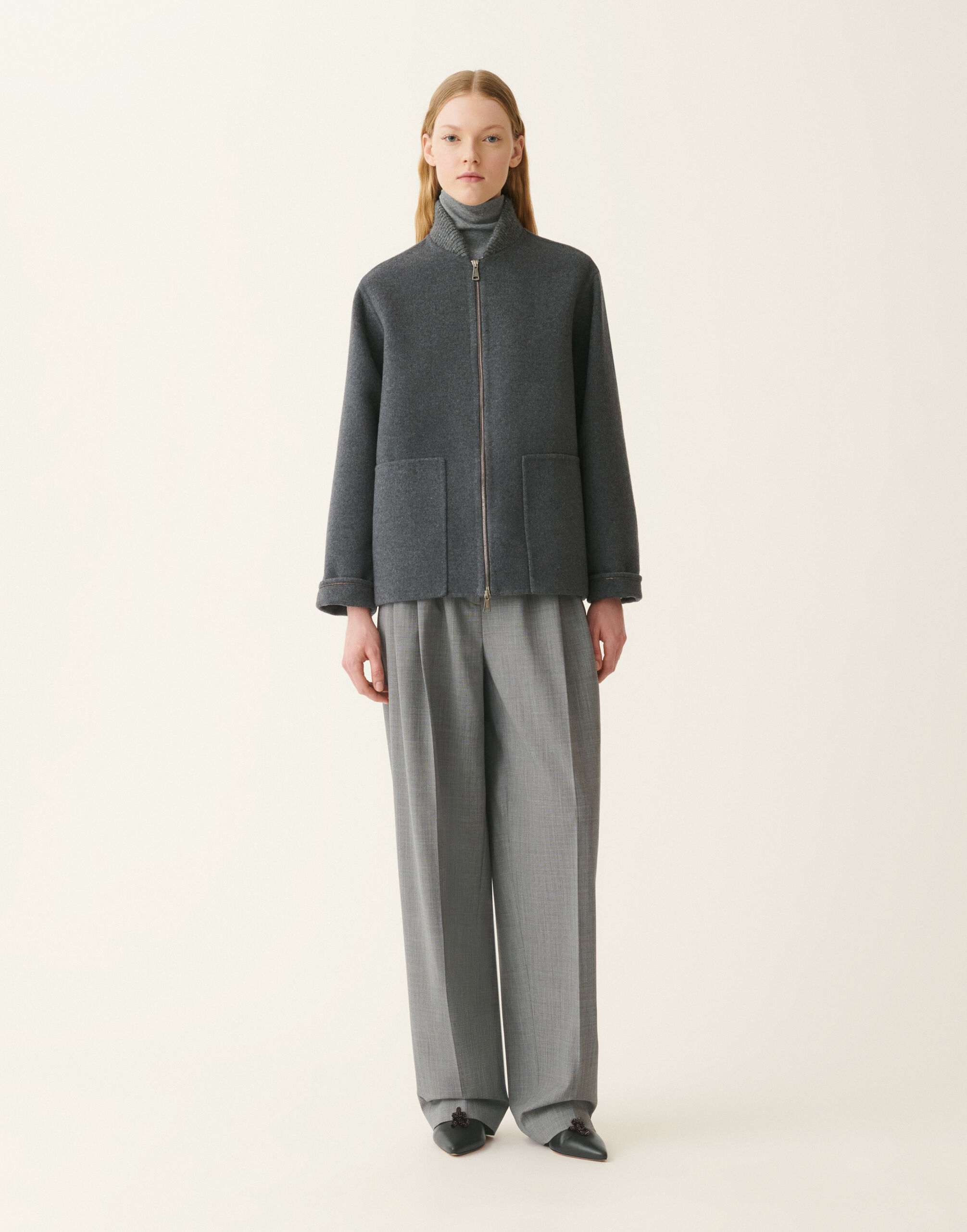 Wool and cashmere double coat, lead Fabiana Filippi Wool and cashmere double coat, lead Lead CTD226F643M4810000