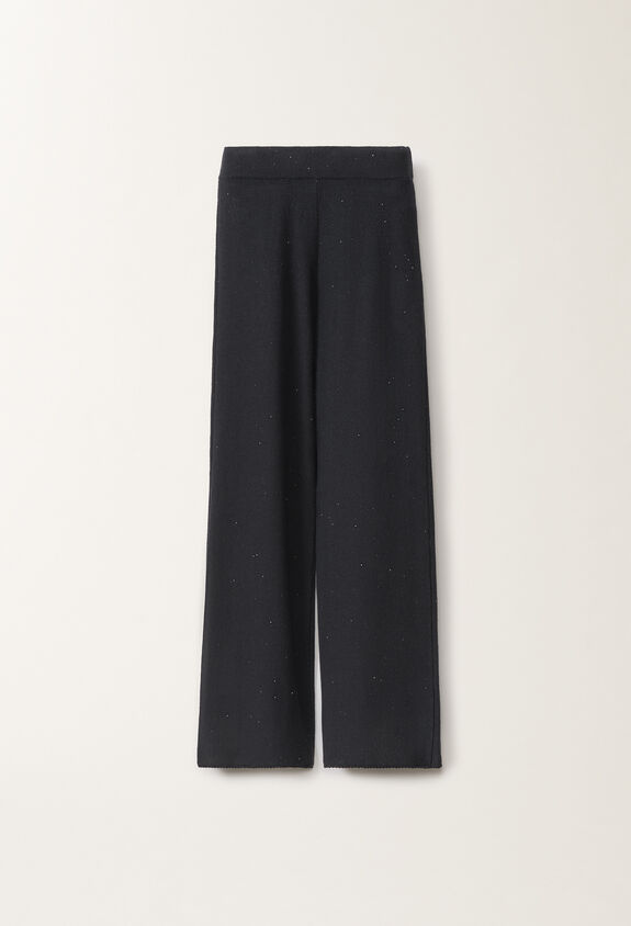Fabiana Filippi Cotton and linen trousers with sequins, midnight blue BLUE PAD265F351D2730000
