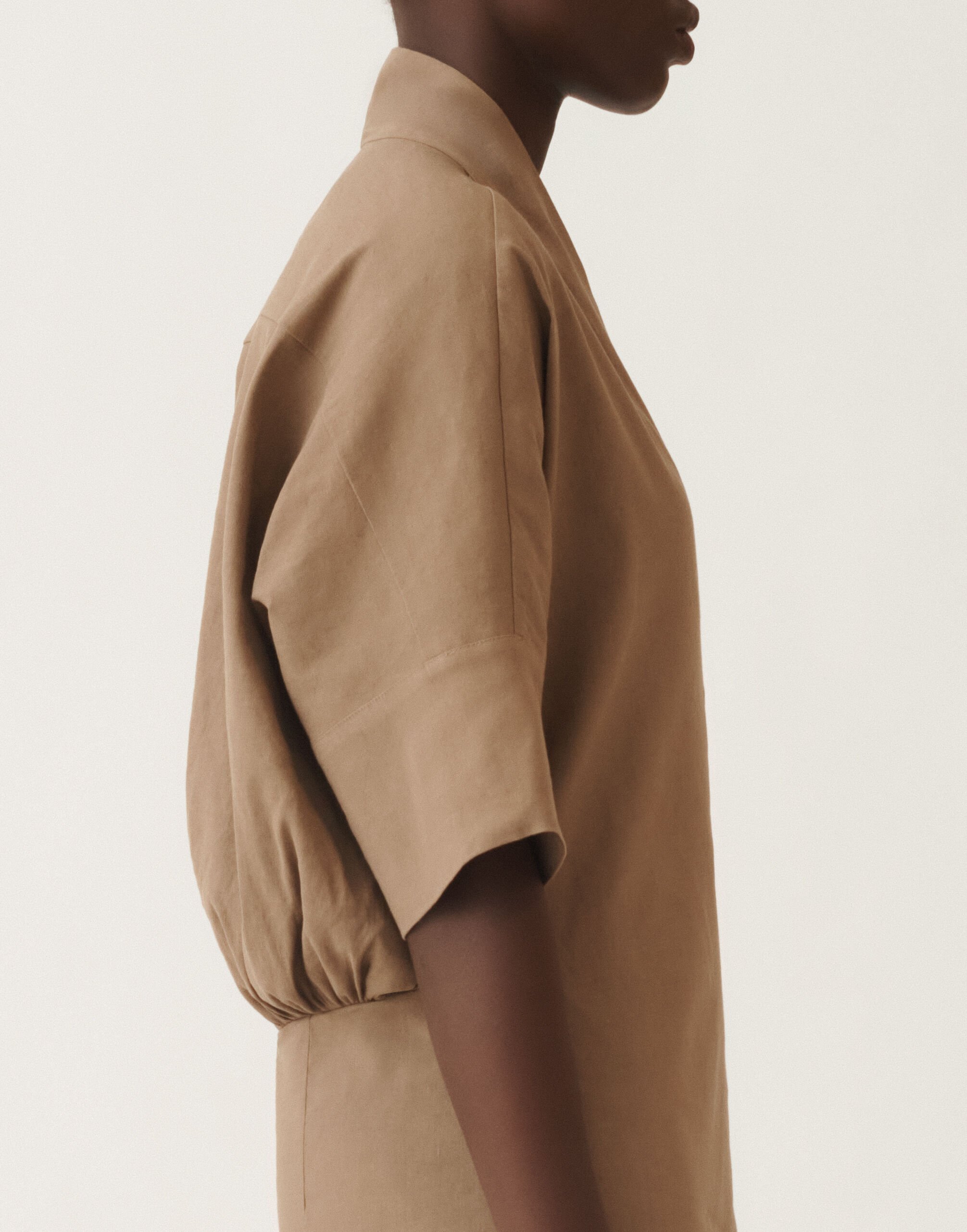 Fabiana Filippi Kleid aus Leinen und Stretch-Viskose, taupe TAUPE ABDC02F119H5490000