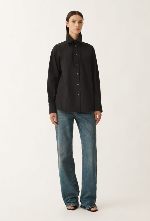 Fabiana Filippi Poplin boyfriend shirt, black BLACK CAD265F329D6500000