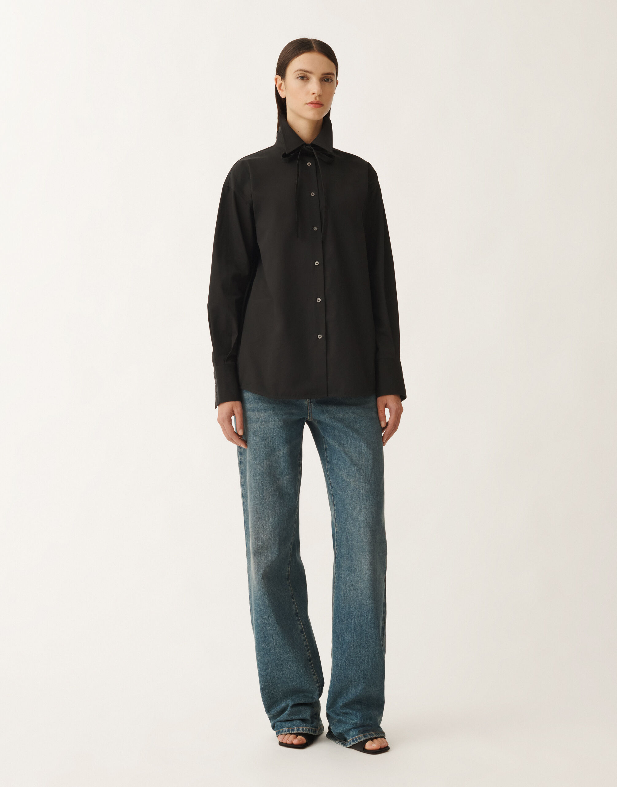 Fabiana Filippi ポプリン ボーイフレンドシャツ（ブラック） ブラック CAD265F329D6500000