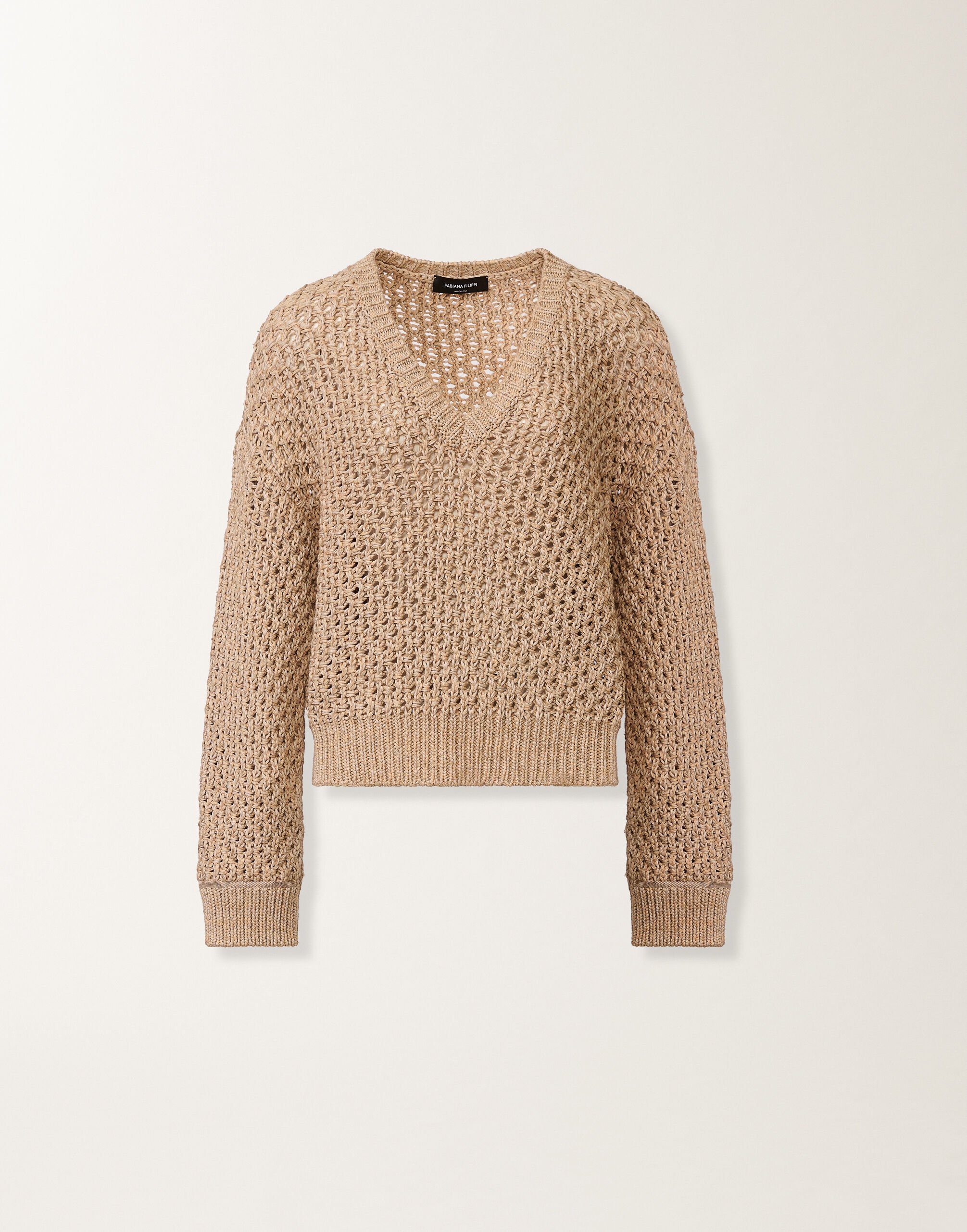 Fabiana Filippi Pullover aus Mouliné-Garn, Ahorn Beige MAD266F113L7440000