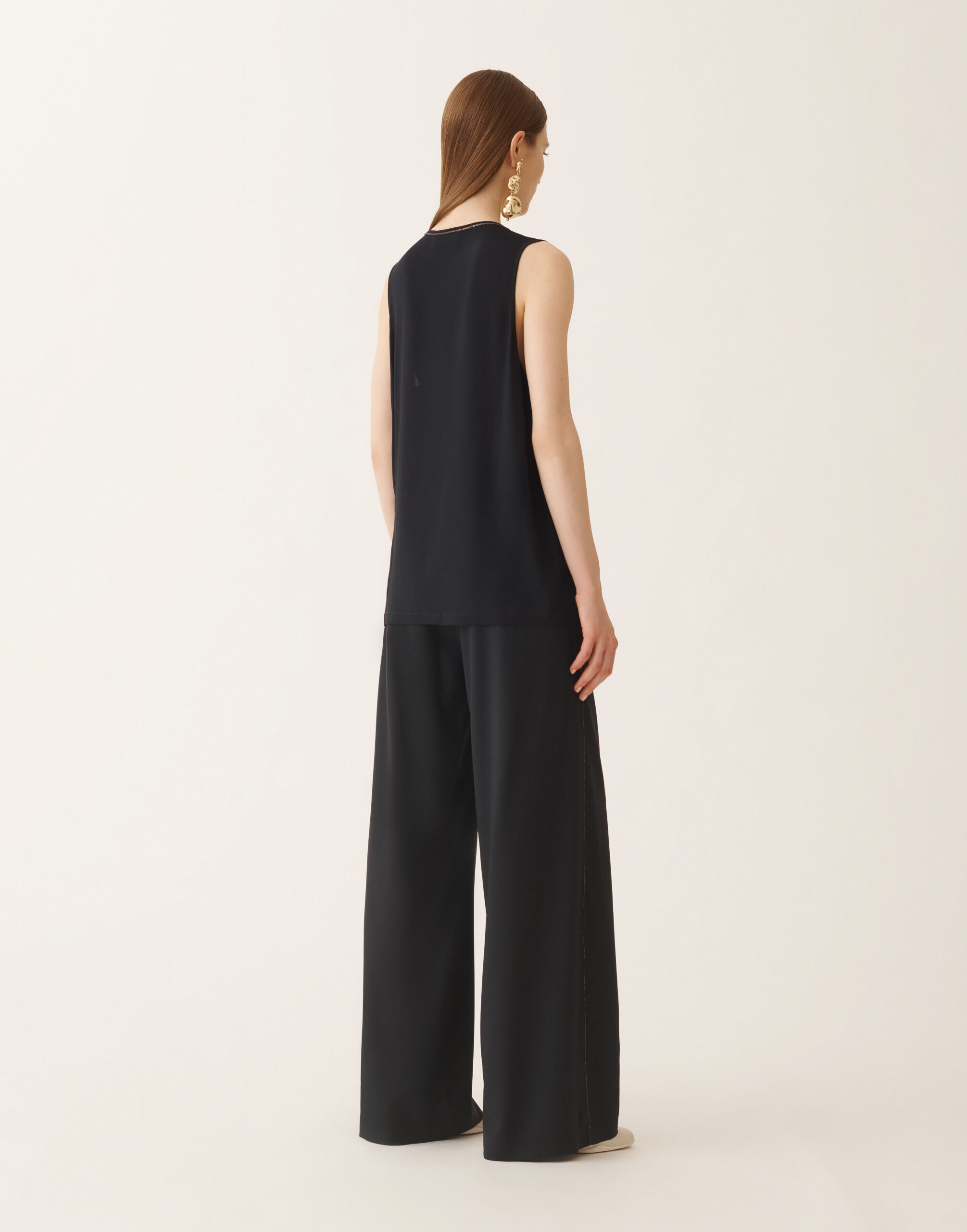Fabiana Filippi Stretch sablé top, midnight blue BLUE TPD265F773L2350000
