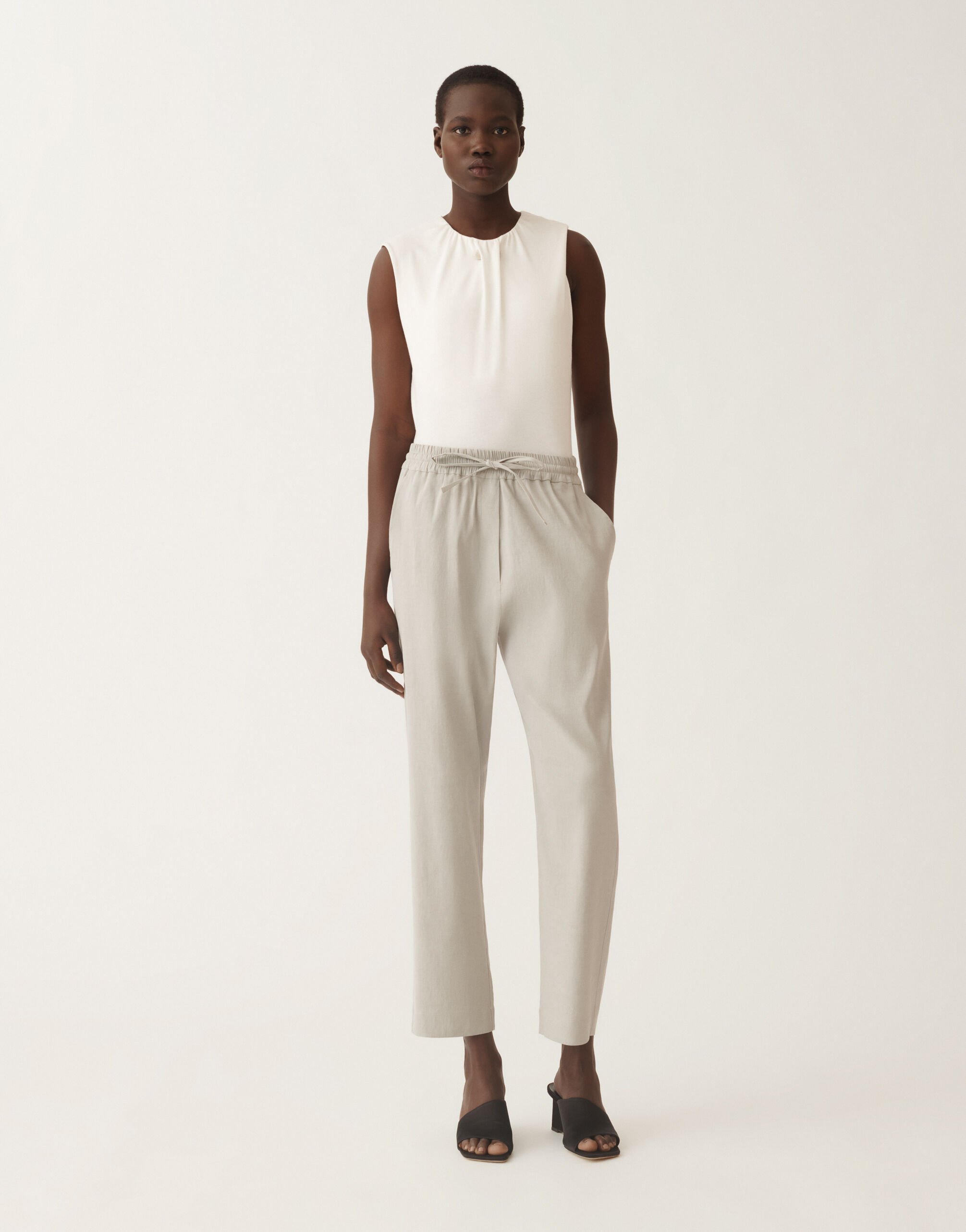 Fabiana Filippi Stretch viscose and linen trousers, steel STEEL PADC02F410H5490000